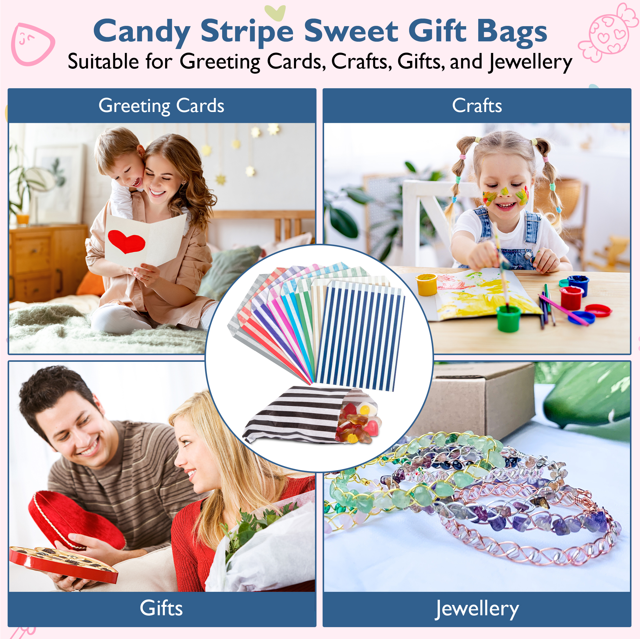 Paper Sweet Bags Candy Stripe 7" x 9" - Image 5