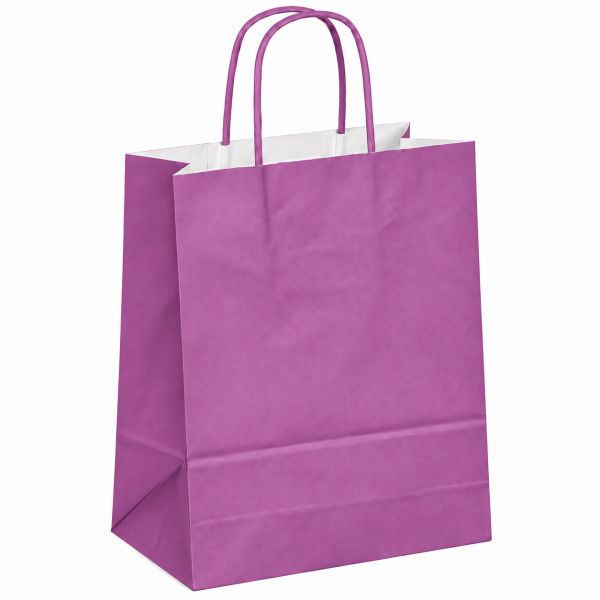 Purple Block Bottom Twist Handle Paper Carrier Bags