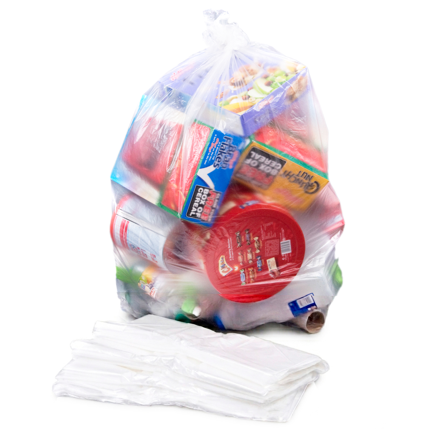 Large Clear Bin Bags -Medium Duty 25 Micron Bin Liners for 40L-90L Bins, Strong Refuse Sacks Ideal for Recycling and Waste 18” x 29” x 39”